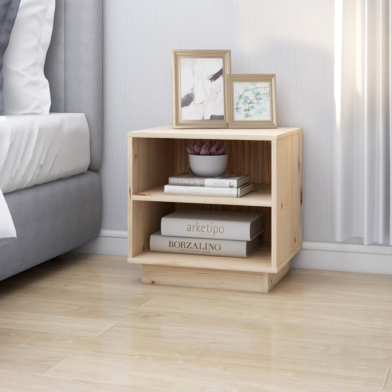 Moncton 40cm W Solid Wood Bedside Table, Set of 2, Oak
