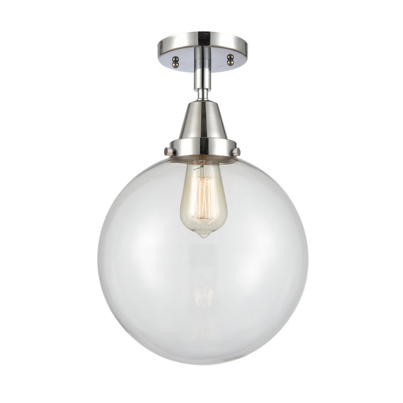 Amede Glass Flush Mount, 12.5" H x 10" W x 10" D, Clear, Polished Chrome