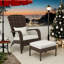 Ensemble de chaise Adirondack d'extérieur en osier et repose-pieds avec coussins rembourrés-1041630605-1041630606