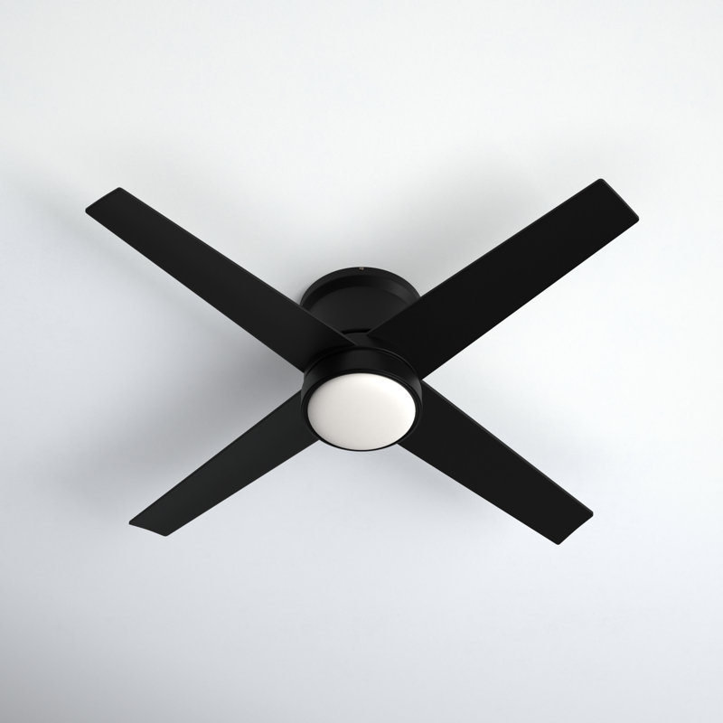 Aniss 52 in. Black Indoor Outdoor Low Profile Flush Mount Transitional Ceiling Fan with Reversible Black-Weathered Gray Blades, Dimmable Integrated LED Light Kit and Remote Control Included, 3 Speeds