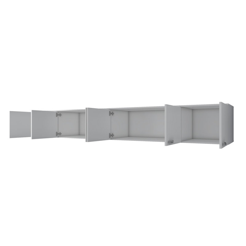 Modern Wall Cabinet, White Color, 95.7 x 17.7 x 19.0 inches | 100% Melamine Coated E1 Quality Chipboard, Thickness: 0.7 inches | Numerous Shelves for Additional Storage, Wall-Mountable Design, Stylish & Functional