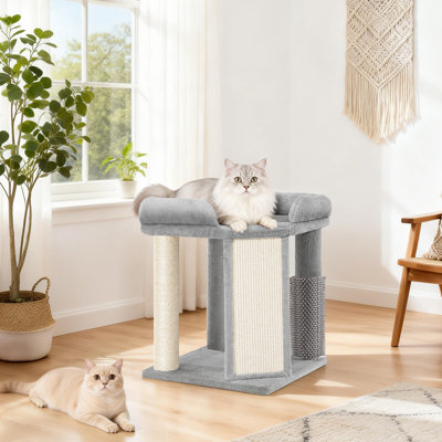 Cat Tree for Indoor Cats, 48 cm Cats Tower with Cat Scratching Post, Large Pentagonal Top Platform, One-Piece Scratching Board, Grooming Post 