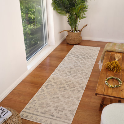 Tapis de couloir intérieur moderne, beige crème.