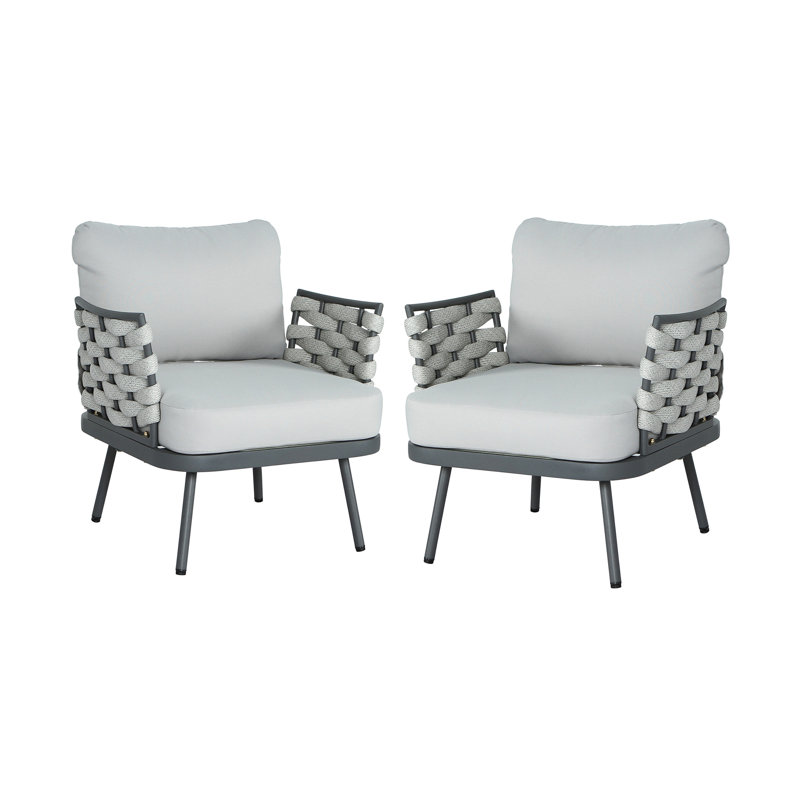 Ensemble de 2 fauteuils club en acier Mariano, gris, Gris, Gris