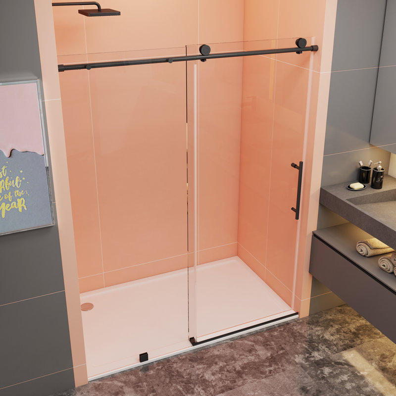 Opal Mirage MCOCOD 56" - 60" W x 66" H Single Sliding Soft Closing Tub Door with 5/16"(8mm) Clear Glass, Matte Black