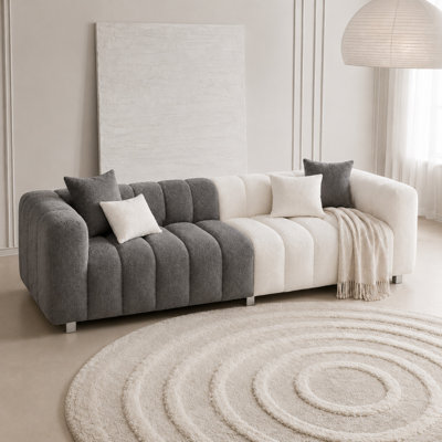 84" Modern Velvet Upholstered Sofa with Low Backrest, 3-Seater Couch