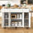 White 55.5" Rolling Fluted Kitchen Island-884086247