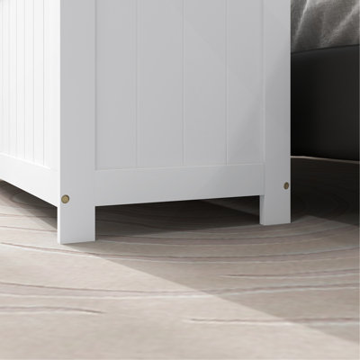 39.4" Storage Chest W/ 2 Safety Hinges, Wooden Box, White