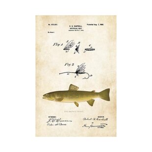 Brown Trout Fishing Lure by Patent77 - Wrapped Canvas Graphic Art East Urban Home Size: 12 H x 8 W x 0.75 D