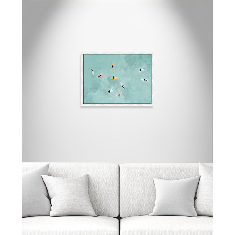 «Floating on Waves» par Lily K, L 23 po x H 17 po, Grain de bois blanc, Impression encadrée