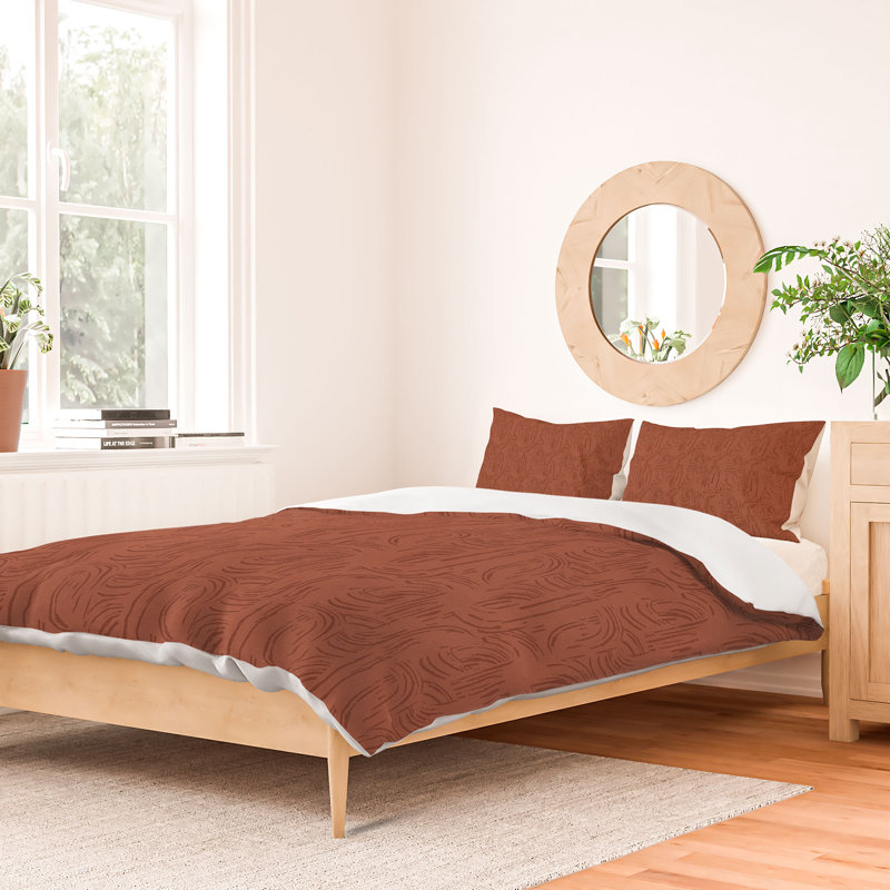 Ensemble de housse de couette à rayures crème et rosé Little Arrow Design Co_3, Abstrait, Rouge