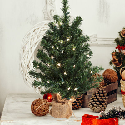 2' Northern Spruce Tree With Burlap Base | Realistic Greenery | Indoor/outdoor Use | Holiday & Christmas Décor | Tabletop Accent | Home & Office Decoration | 2-piece