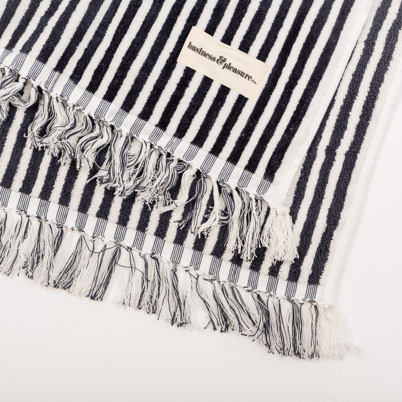 Beach Towel, Navy/White