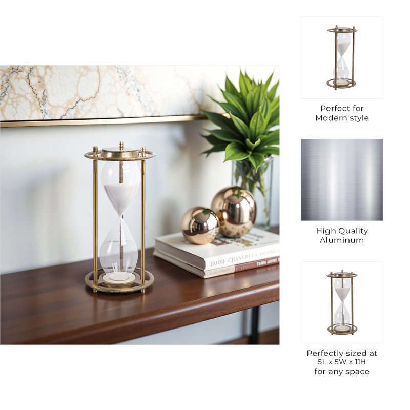 11" Verlice Metal Hourglass, Brown