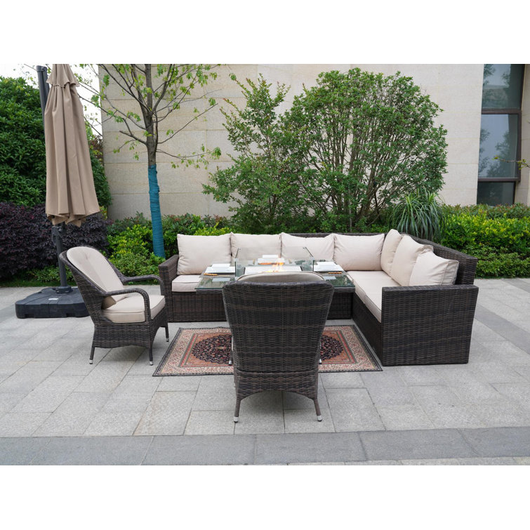 Cretcher Wicker/Rattan 8 - Person Seating Group With Cushions