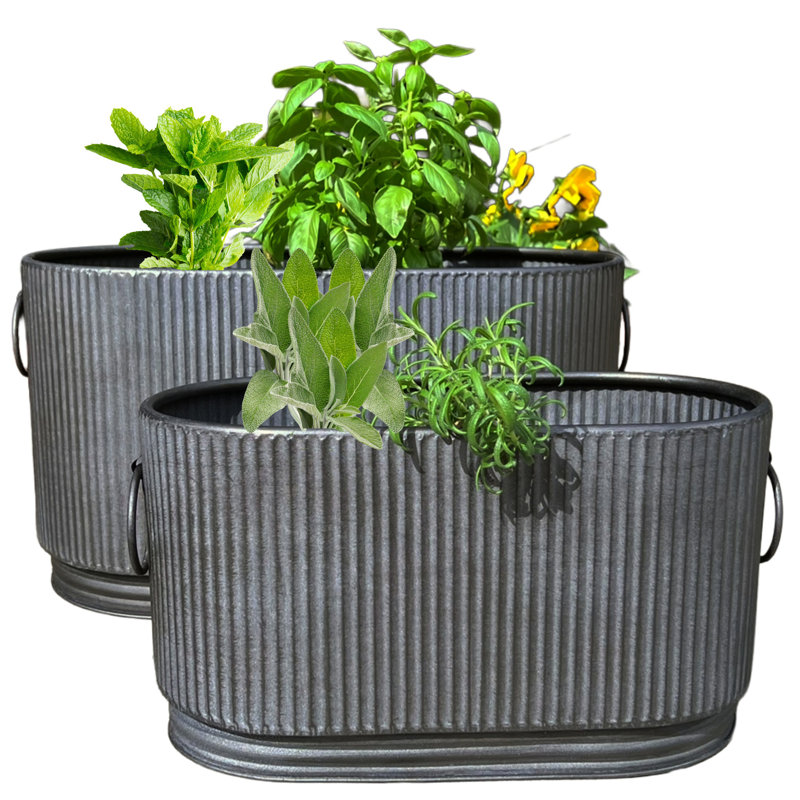 French Country Style Oval Planters, Set Of 2