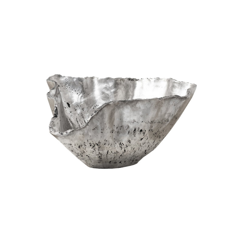 Cast Onyx Bowl, Silver Leaf, Large