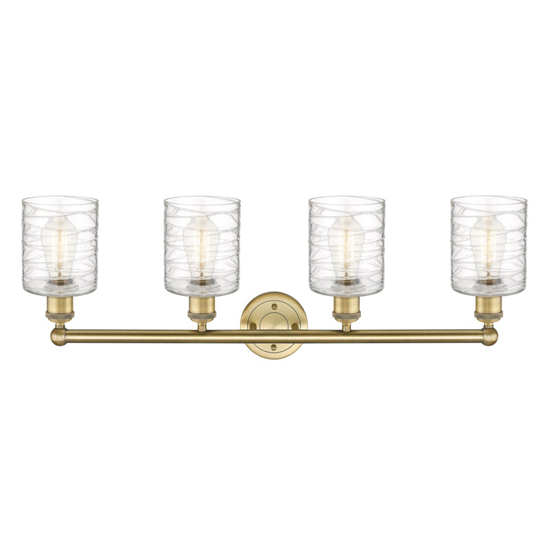 Karon 4 - Light Dimmable Vanity Light, Deco Swirl, Brushed Brass