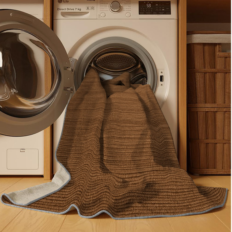 Machine Washable Solid Brown Area Rug, Runner 2' x 4'
