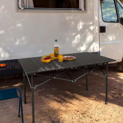 Table de camping portative en aluminium avec conception pliable et sac de transport pour l'extérieur, pique-nique, voyage (47 po)
