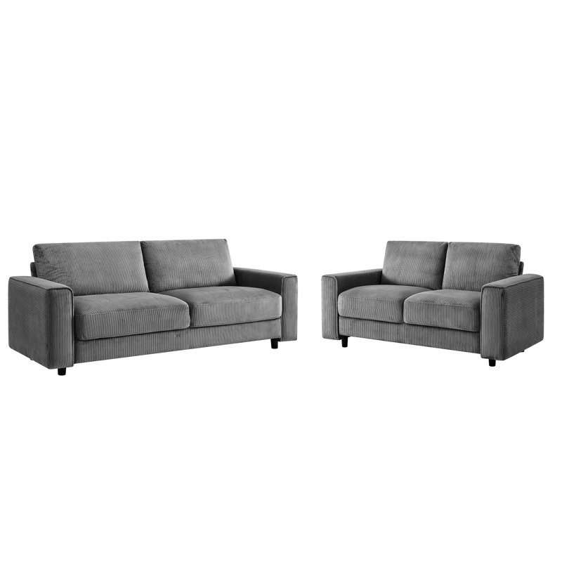 4 modulaires en velours côtelé gris, style minimaliste moderne, tissu doux, structure, pour 2 sièges à la maison, salon approprié