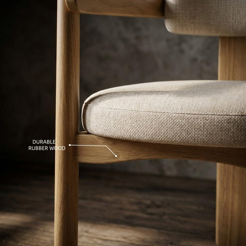 Ensemble de 2 chaises de salle à manger modernes du milieu du siècle avec bois d'hévéa