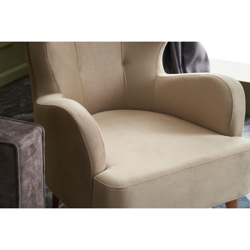 Fauteuil en velours l 31,5 po Truet, Crème