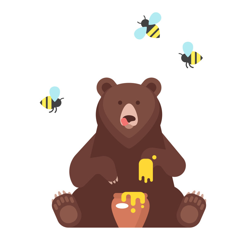 Bear Character Eating Sweet Honey by Skathi - Wrapped Canvas Print, 30cm H x 30cm W x 3.8cm D