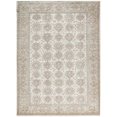 Hand-Knotted High-Quality Ivory Area Rug
