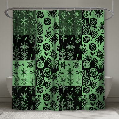 Rideaux de douche Green Botanical Patchwork