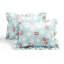 Ensemble de courtepointe réversible en microfibre bleu / rosé 3 pièces-827157063