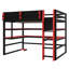 Lit mezzanine en bois peu encombrant, bureau, support de rangement latéral, tablettes et éclairage RVB inclus-129230448-129230446