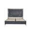 Grand lit tapissier contemporain avec rangement pratique et velours en tissu d'ameublement hydraulique gris minuit