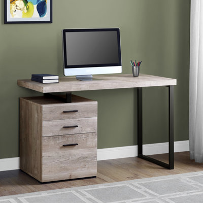 Bureau d'ordinateur, bureau personnel, ordinateur portable, installation à gauche, à droite, tiroirs de rangement, L 48 po, travail, stratifié, métal, contemporain, moderne