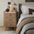 Annie Set of Nightstand with solid wood core, faux leather upholstery and engineered marble top, featuring 3 drawers and raised non-slip edges.-759513825