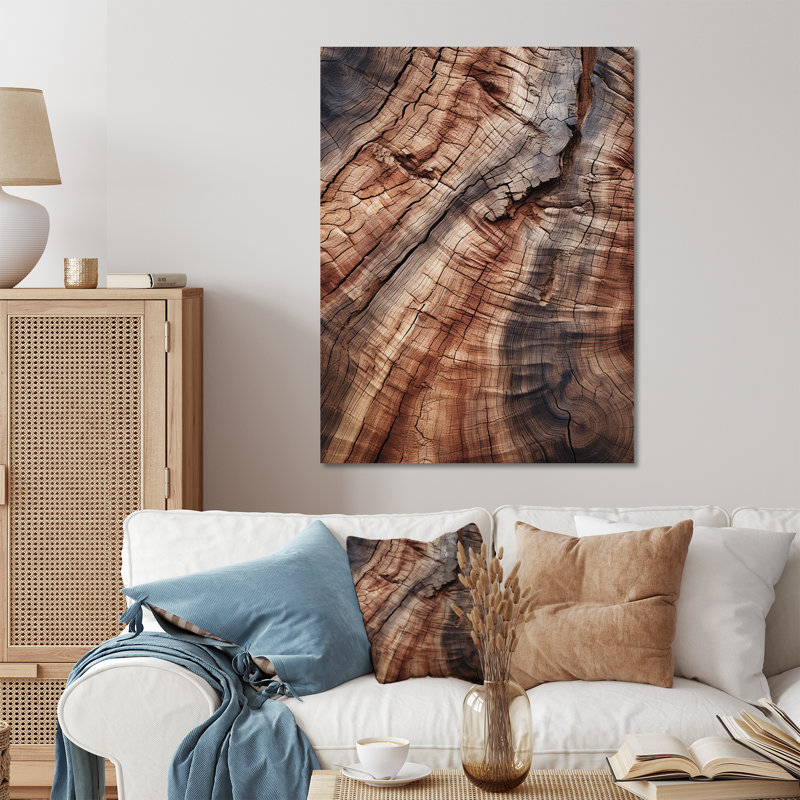 «Abstract Brown Graceful Woodland Bark», reproduction d'art murale abstraite en métal, H 32 po x l 16 po x P 1 po