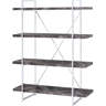 LavishLodge 4-Shelf Rustic Grey Herringbone Bookcase, Metal Framework ...