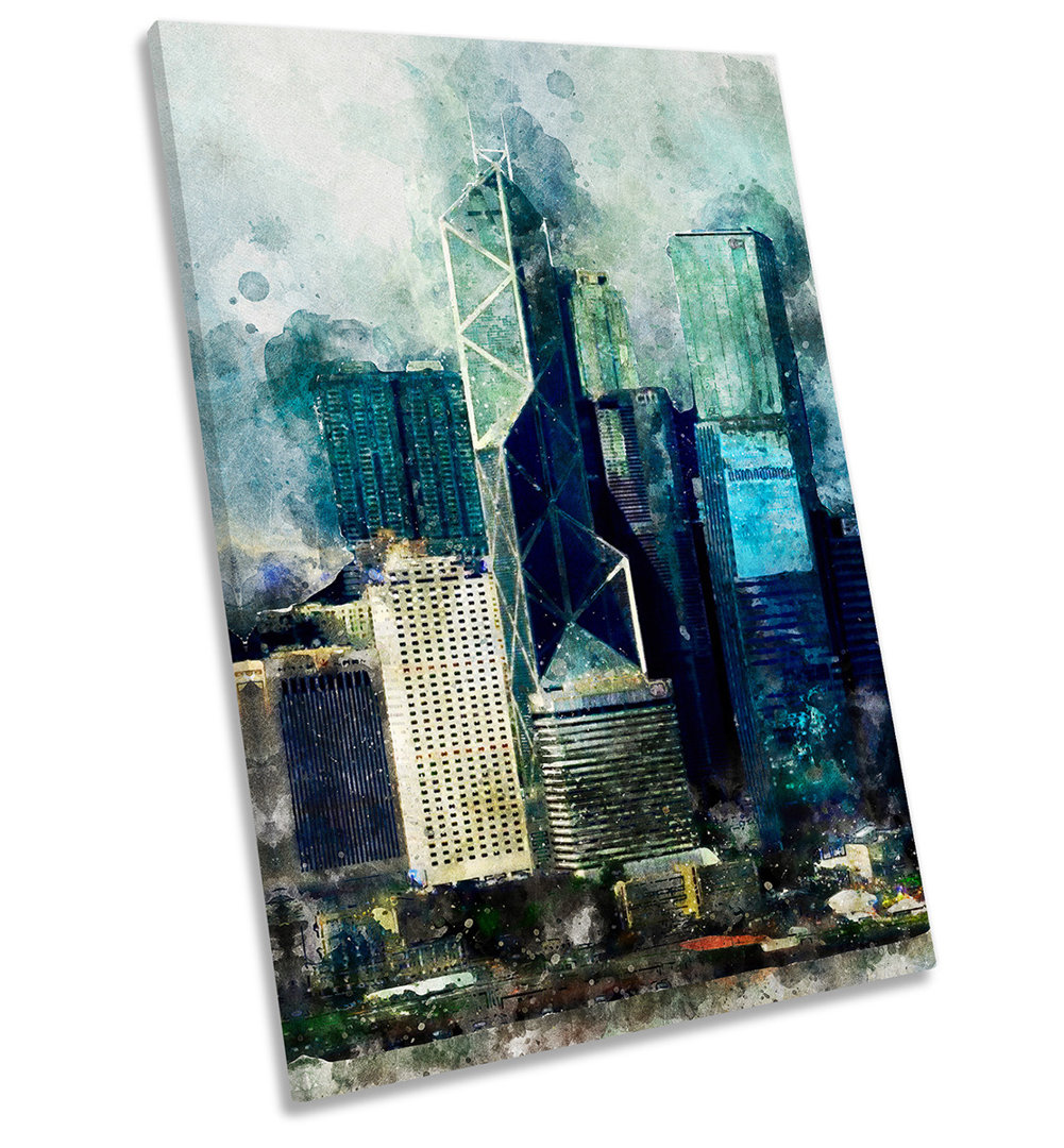 Hong Kong Skyline City Grunge - on