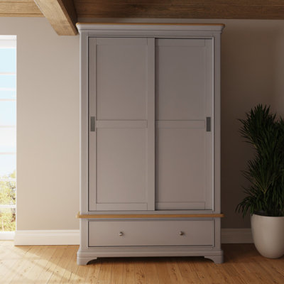 Joulon 2 Door Combination Sliding Wardrobe. Solid Wood. Oak Top. 1 Drawer OR 2 Drawer.