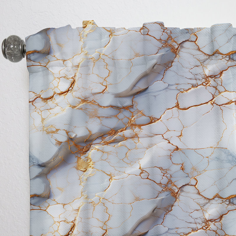 Gold Timeless Marble Classic Delights I - Abstract Marble Curtain - Velvet Room Darkening - 1 Panel, 52" W x 84" L