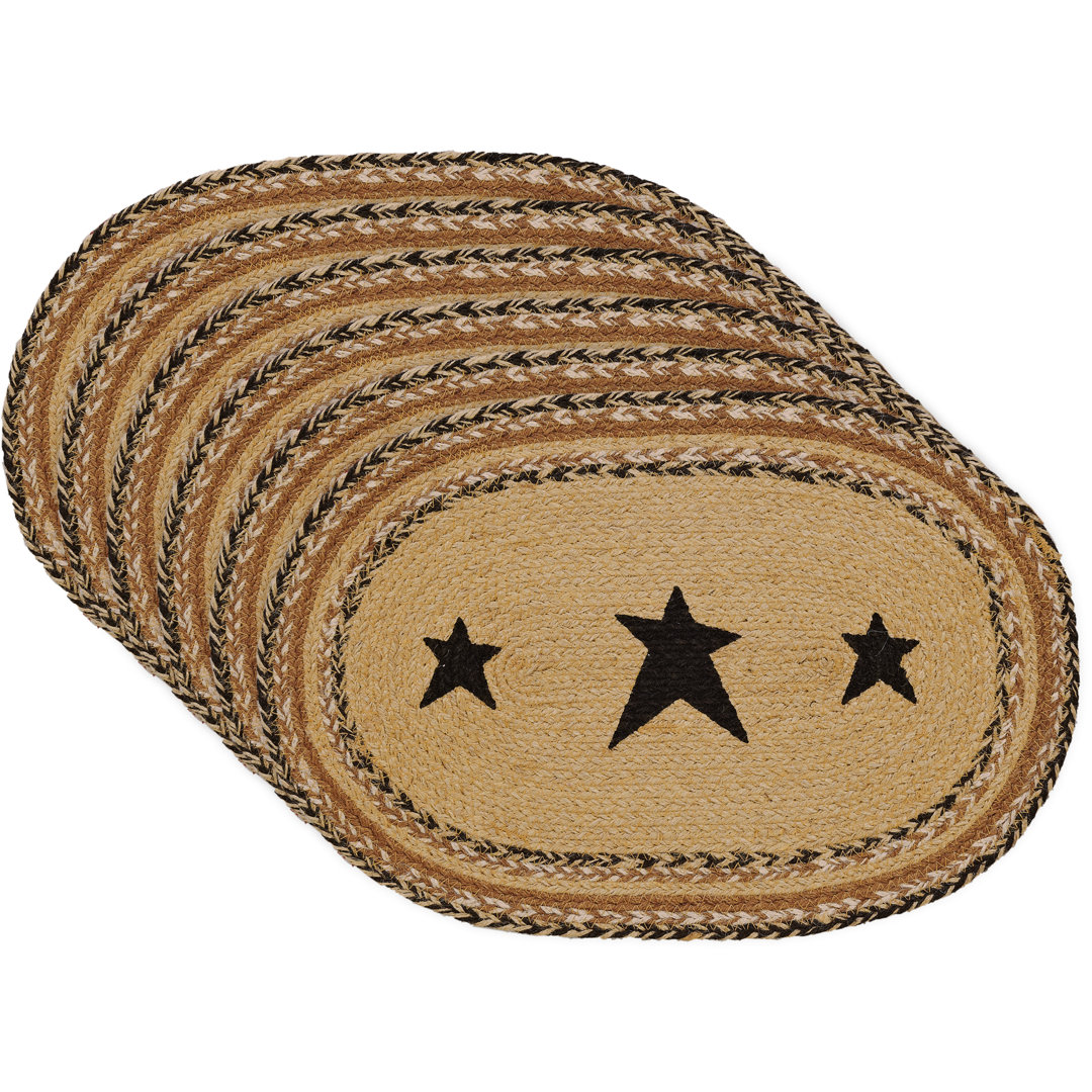 Kettle Grove Cotton, Jute Geometric Oval Placemat (Set of 6) VHC Brands
