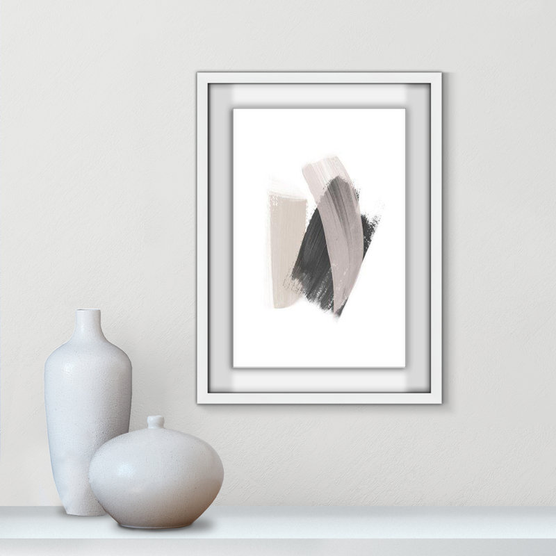 Alabaster Strokes - Peinture encadrée, Cadre blanc satiné, H 1,25 po x l 23 po x P 1,25 po
