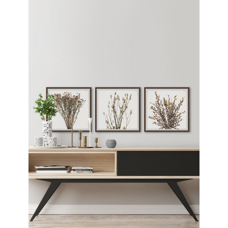 Brown Branches by Marmont Hill - 3 Piece Single Picture Frame Painting Set, 45"H x 45"H x 3.81"D