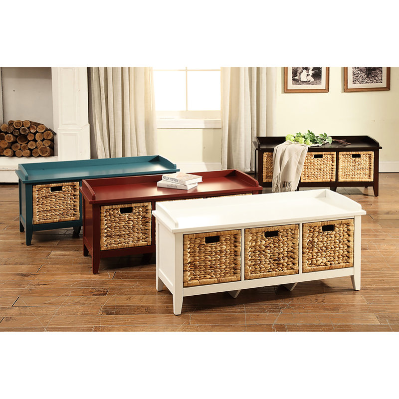Banc de chambre en bois sarcelle avec rangement de tiroir - Polyvalent et fonctionnel