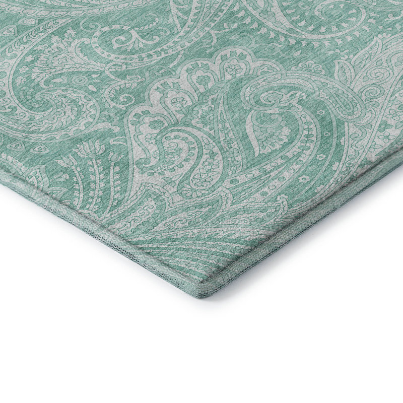 Premium Machine Washable Apodaca Teal Rug, Rectangle 1'8" x 2'6"