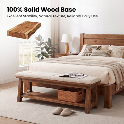 Upholstered Foam Bench with Shelves