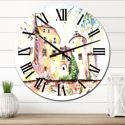 Vintage Yellow Castle - horloge murale rétro