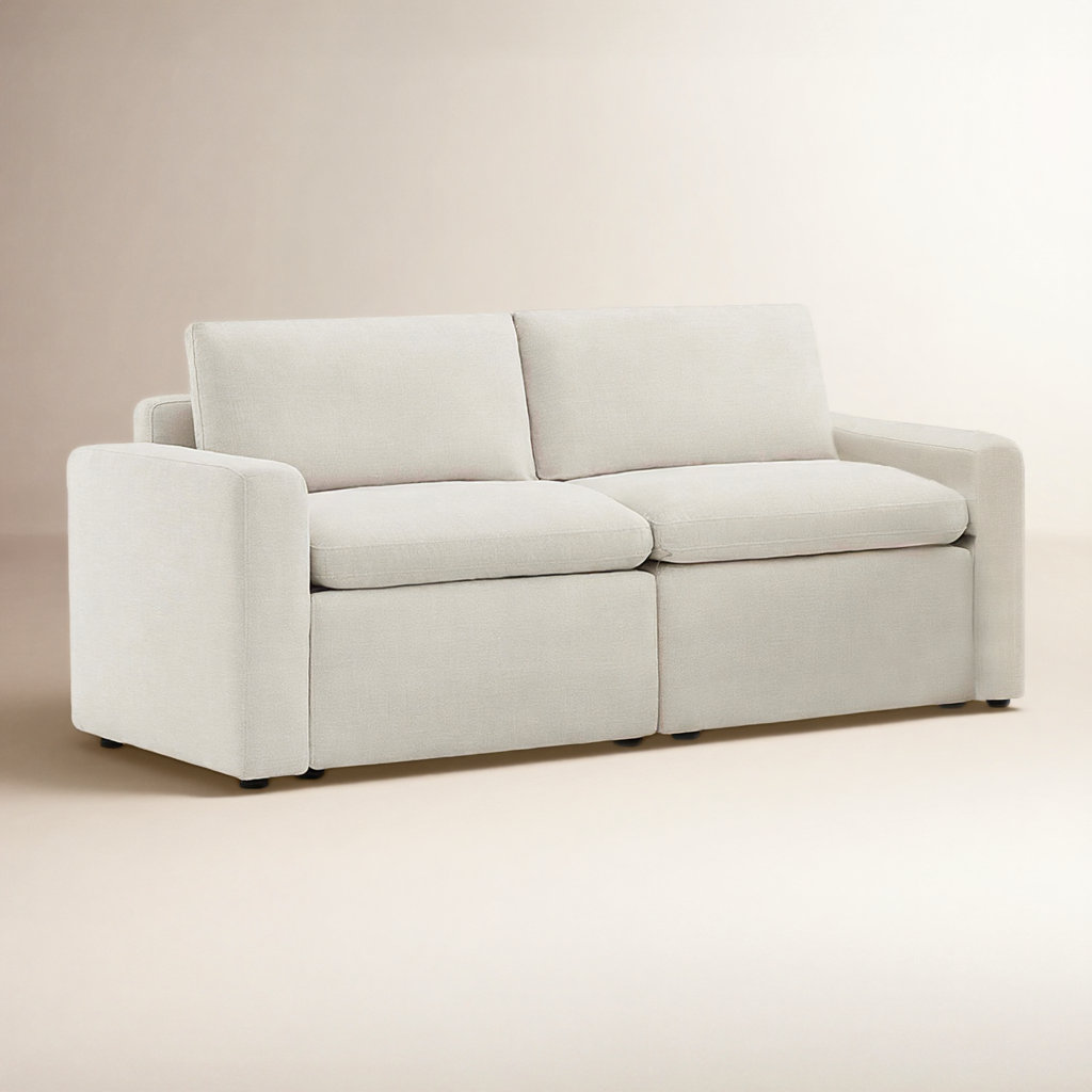 Lana 104" Linen Modular Sofa, 34" H x 74" W x 34.6" D, Effie Linen Performance Linen