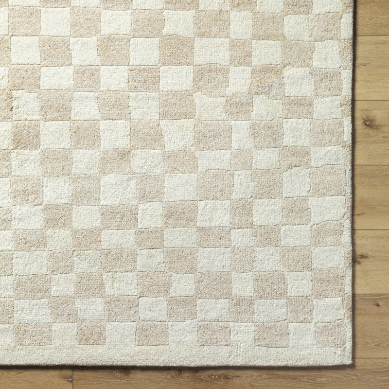 Damier Wool Checkered Area Rug, Rectangle 2' x 3'