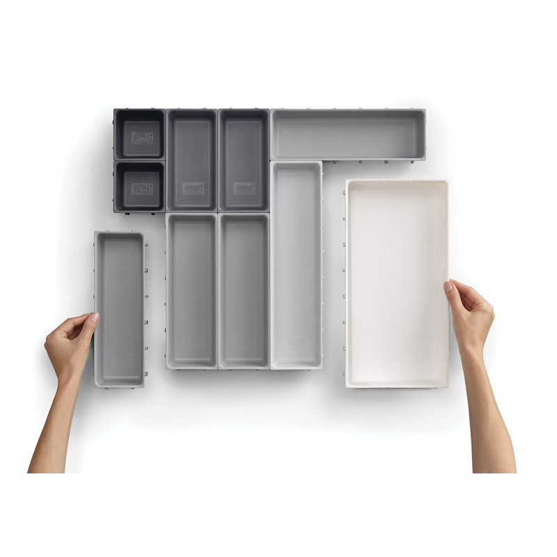 10 Piece Plastic Storage Trays Organizer Grey